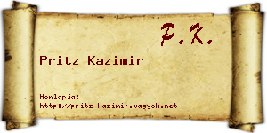 Pritz Kazimir névjegykártya